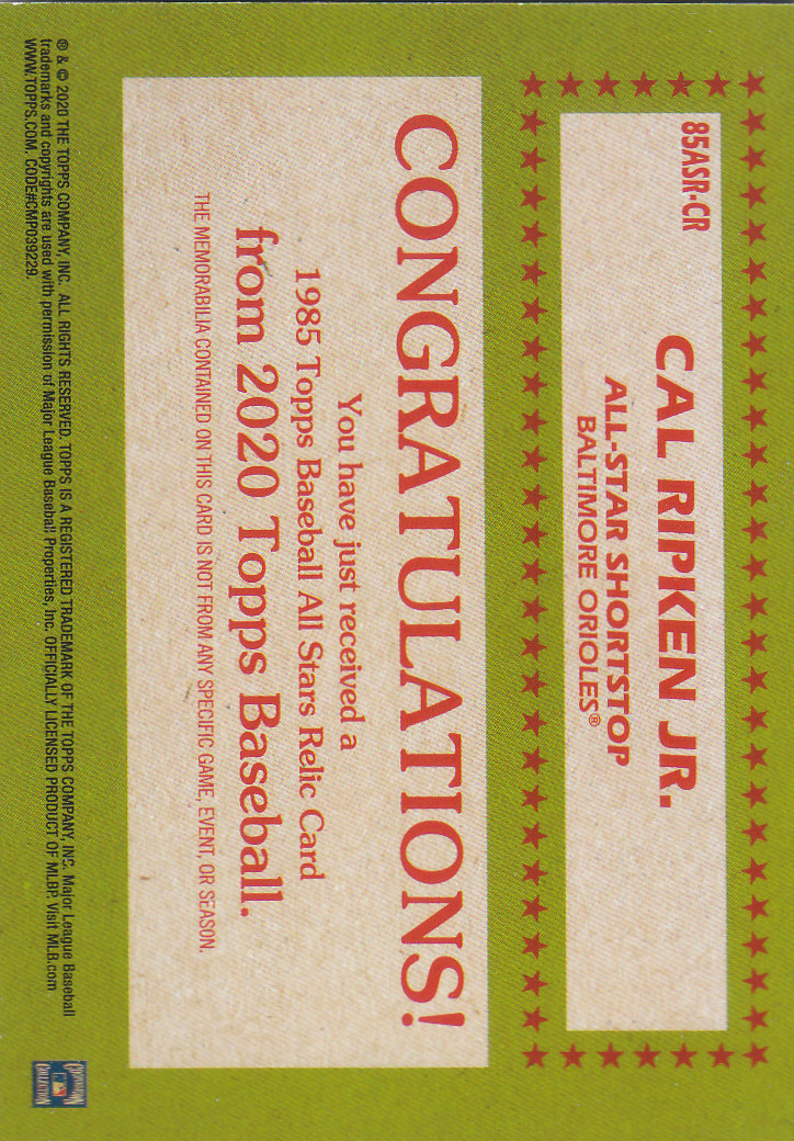 2020 Topps Baseball '85 Topps All Stars Inserts - Parallels - Relic Cards - Picture 11 of 17