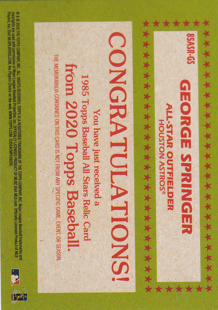 2020 Topps Baseball '85 Topps All Stars Inserts - Parallels - Relic Cards - Picture 13 of 17