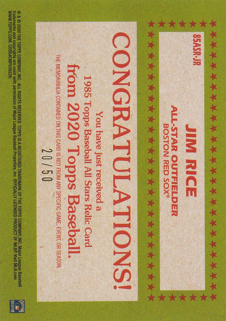 2020 Topps Baseball '85 Topps All Stars Inserts - Parallels - Relic Cards - Picture 17 of 17