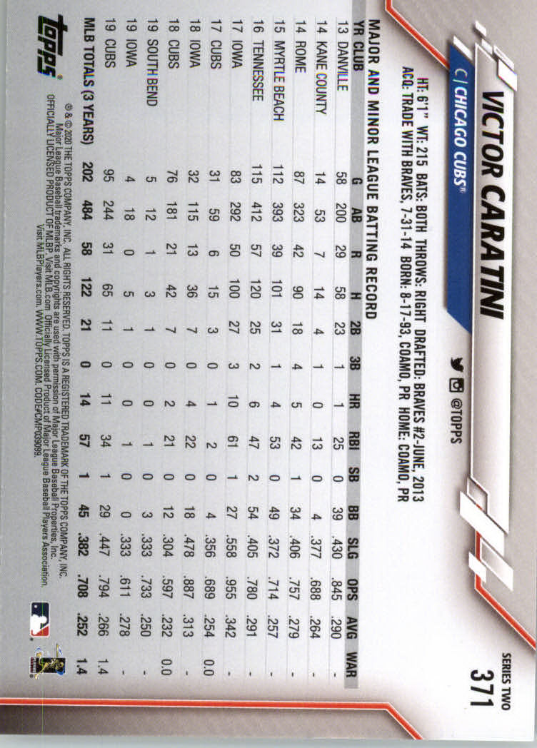 2020 TOPPS BASEBALL ASSORTED SINGLES U-PICK #251-500 - Picture 113 of 301