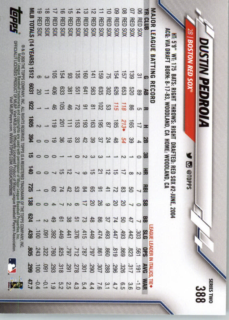 2020 TOPPS BASEBALL ASSORTED SINGLES U-PICK #251-500 - Picture 137 of 301