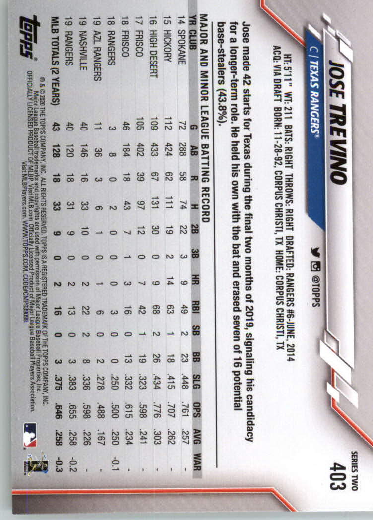 2020 TOPPS BASEBALL ASSORTED SINGLES U-PICK #251-500 - Picture 159 of 301