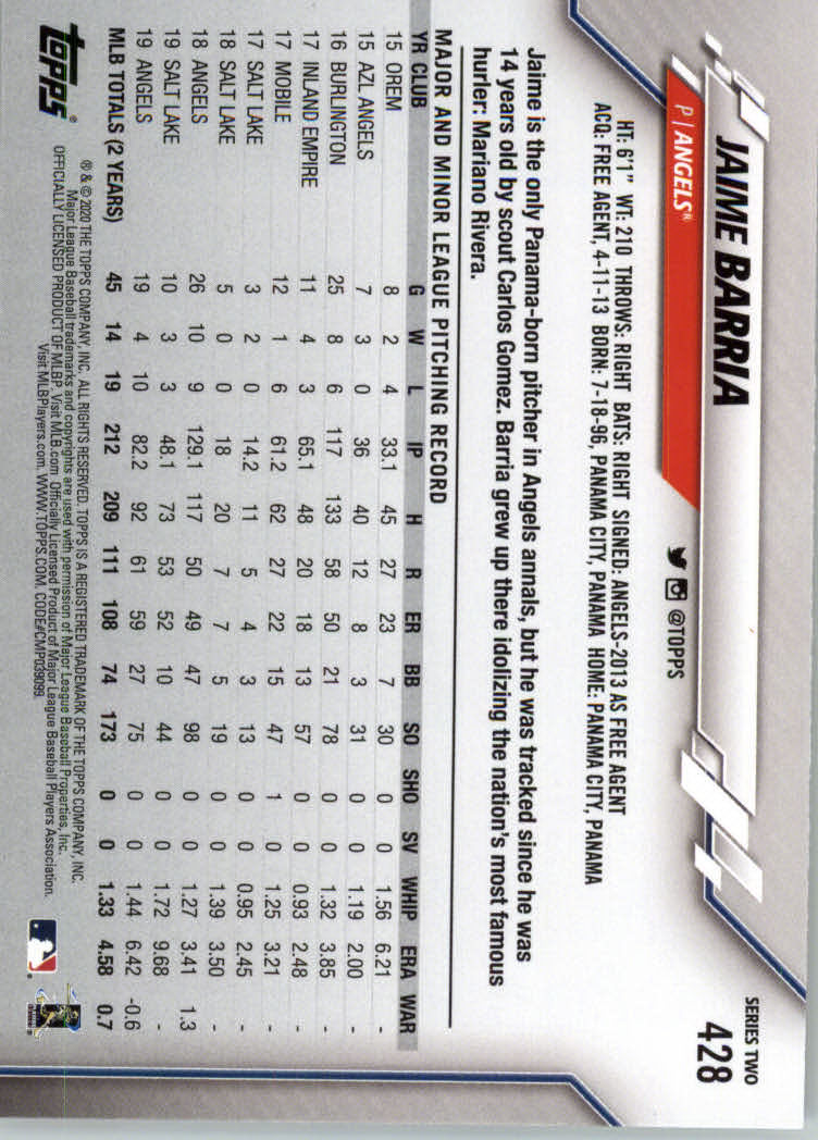 2020 TOPPS BASEBALL ASSORTED SINGLES U-PICK #251-500 - Picture 191 of 301