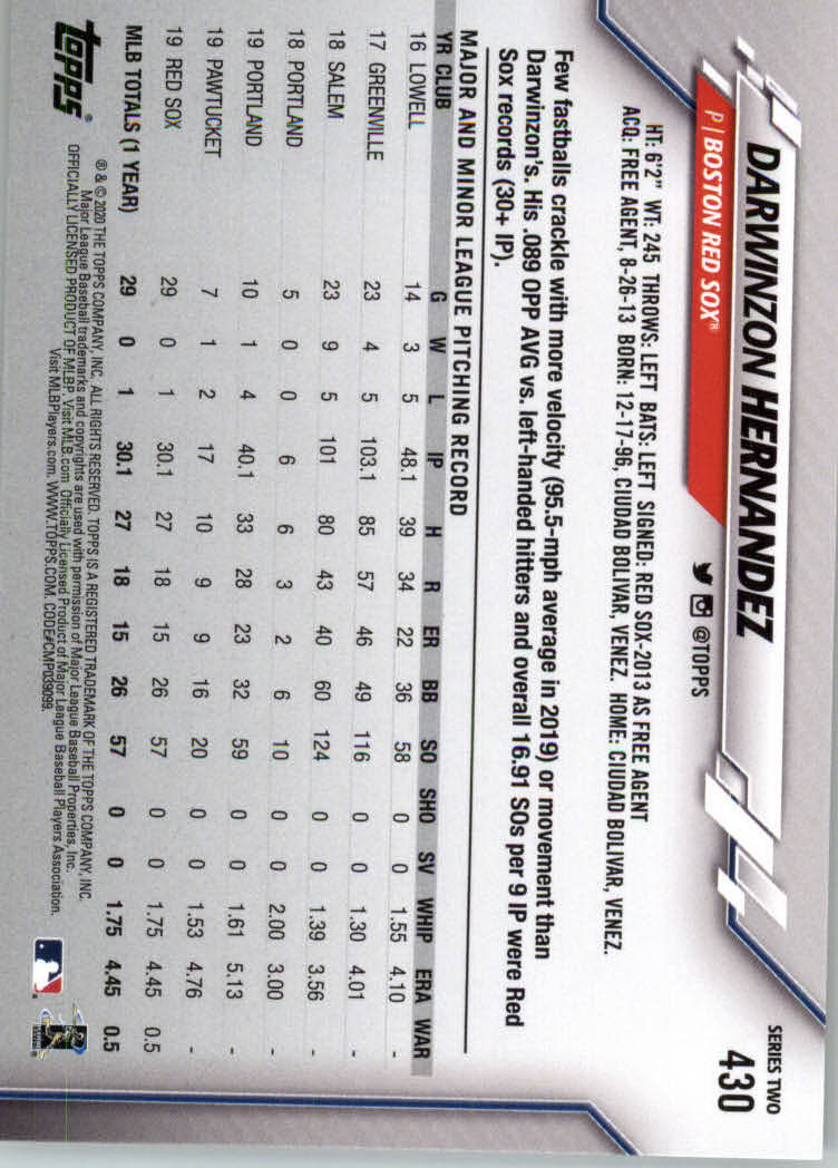 2020 TOPPS BASEBALL ASSORTED SINGLES U-PICK #251-500 - Picture 195 of 301