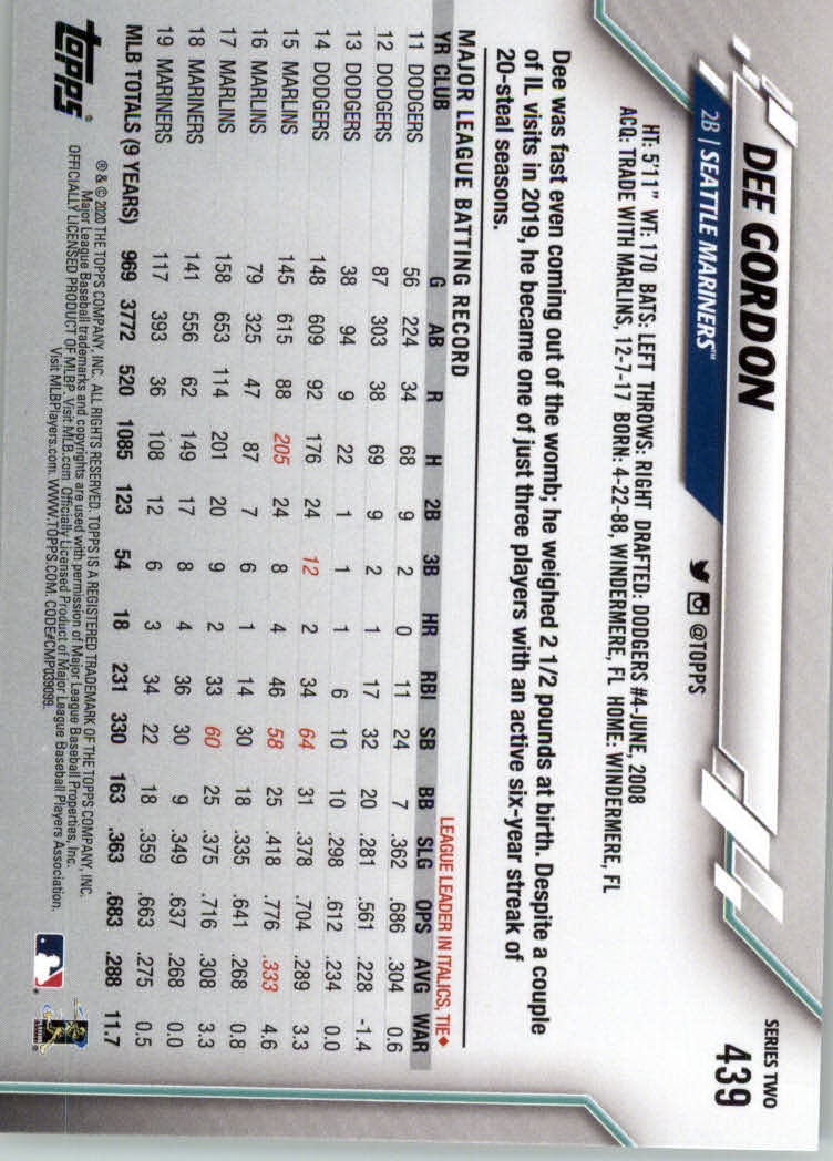 2020 TOPPS BASEBALL ASSORTED SINGLES U-PICK #251-500 - Picture 207 of 301