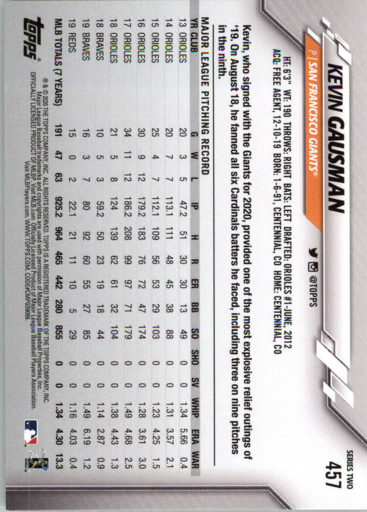 2020 TOPPS BASEBALL ASSORTED SINGLES U-PICK #251-500 - Picture 235 of 301