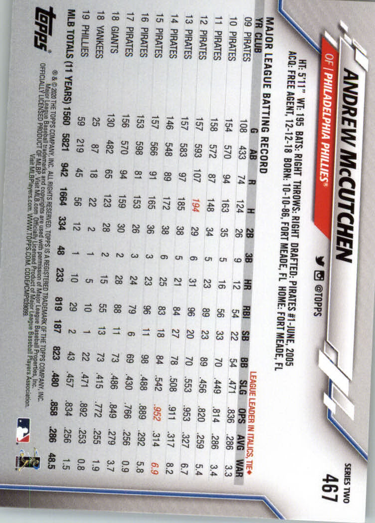 2020 TOPPS BASEBALL ASSORTED SINGLES U-PICK #251-500 - Picture 249 of 301