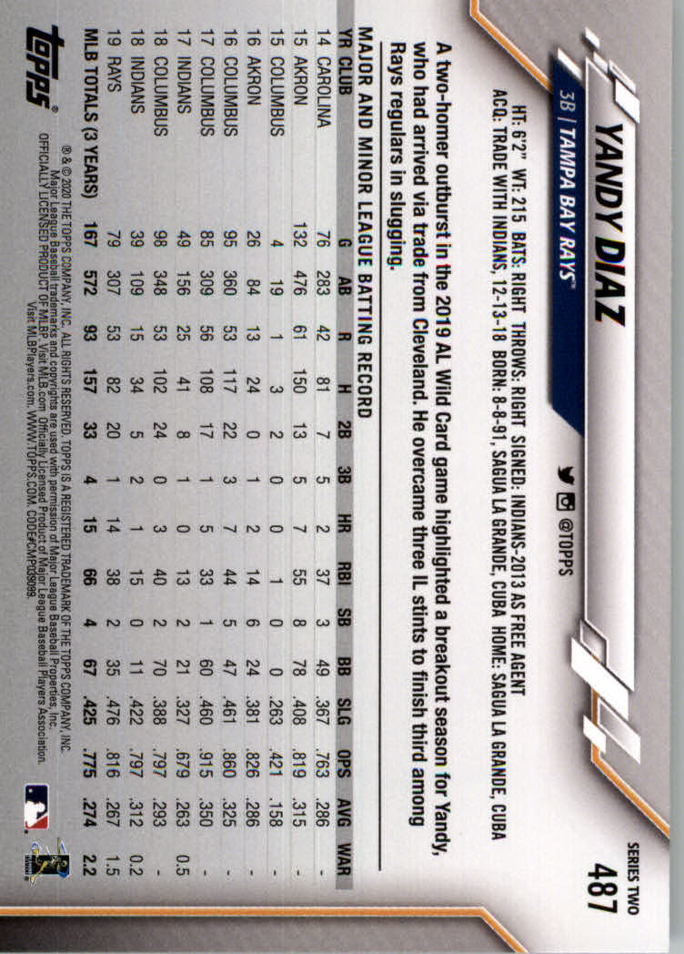2020 TOPPS BASEBALL ASSORTED SINGLES U-PICK #251-500 - Picture 279 of 301