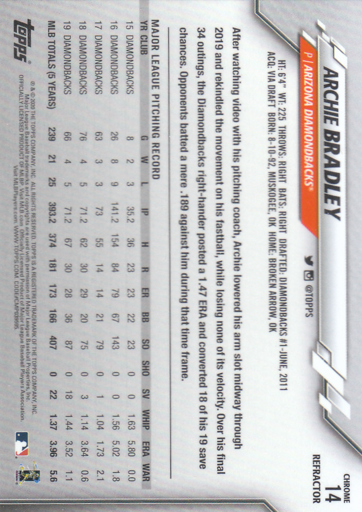 2020 Topps Chrome Baseball "Refractors" Parallel Cards - Picture 11 of 195