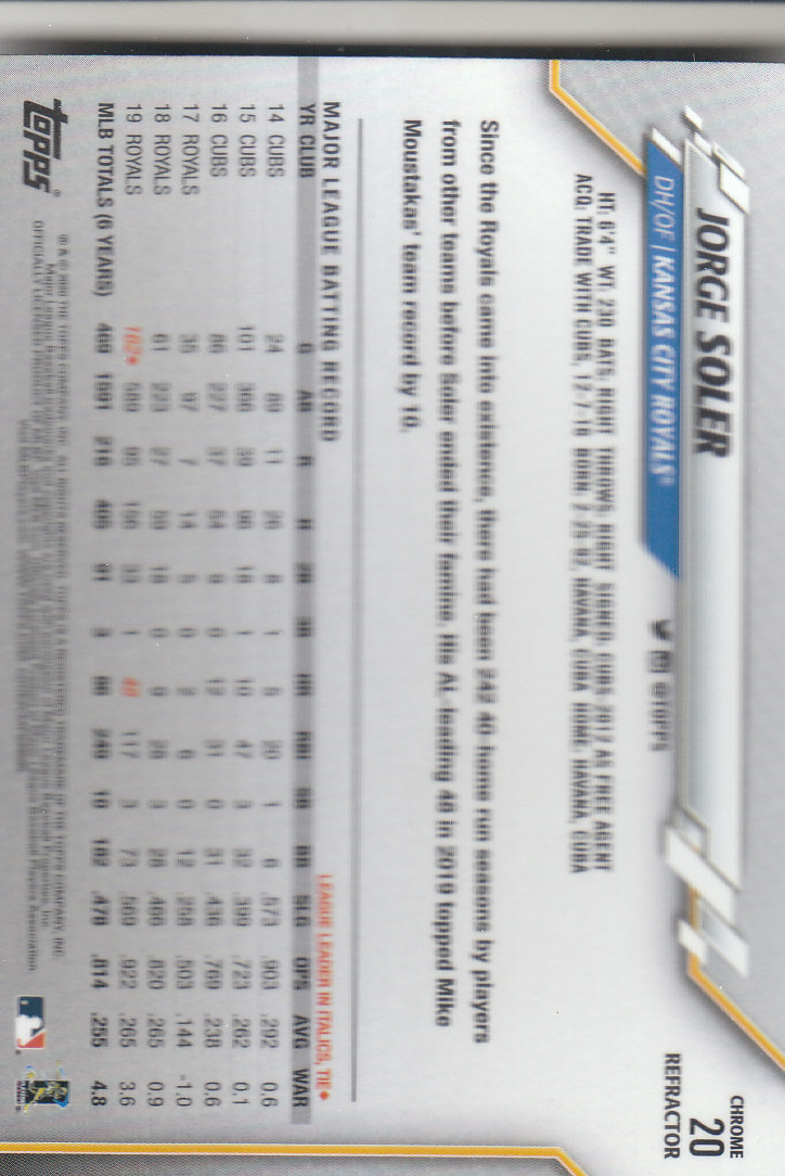 2020 Topps Chrome Baseball "Refractors" Parallel Cards - Picture 19 of 195
