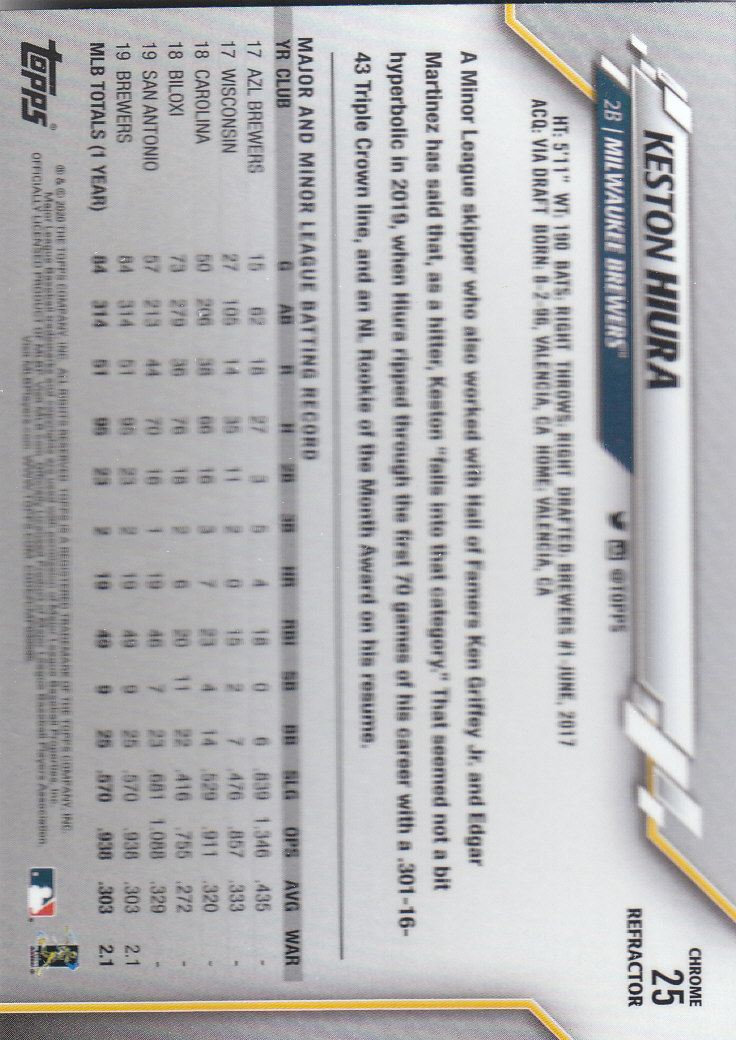 2020 Topps Chrome Baseball "Refractors" Parallel Cards - Picture 21 of 195