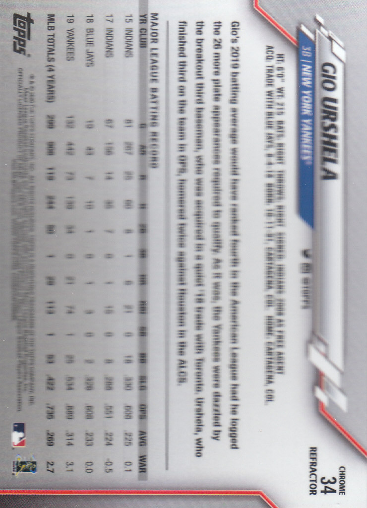 2020 Topps Chrome Baseball "Refractors" Parallel Cards - Picture 33 of 195