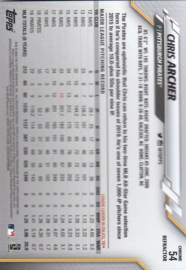 2020 Topps Chrome Baseball "Refractors" Parallel Cards - Picture 55 of 195