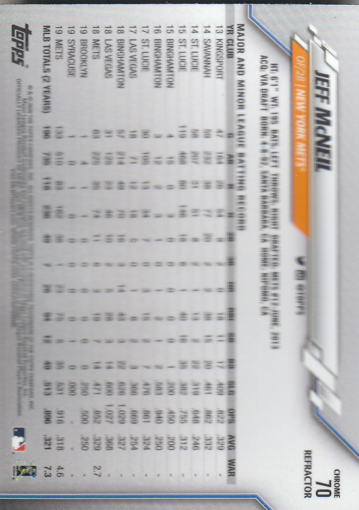 2020 Topps Chrome Baseball "Refractors" Parallel Cards - Picture 69 of 195