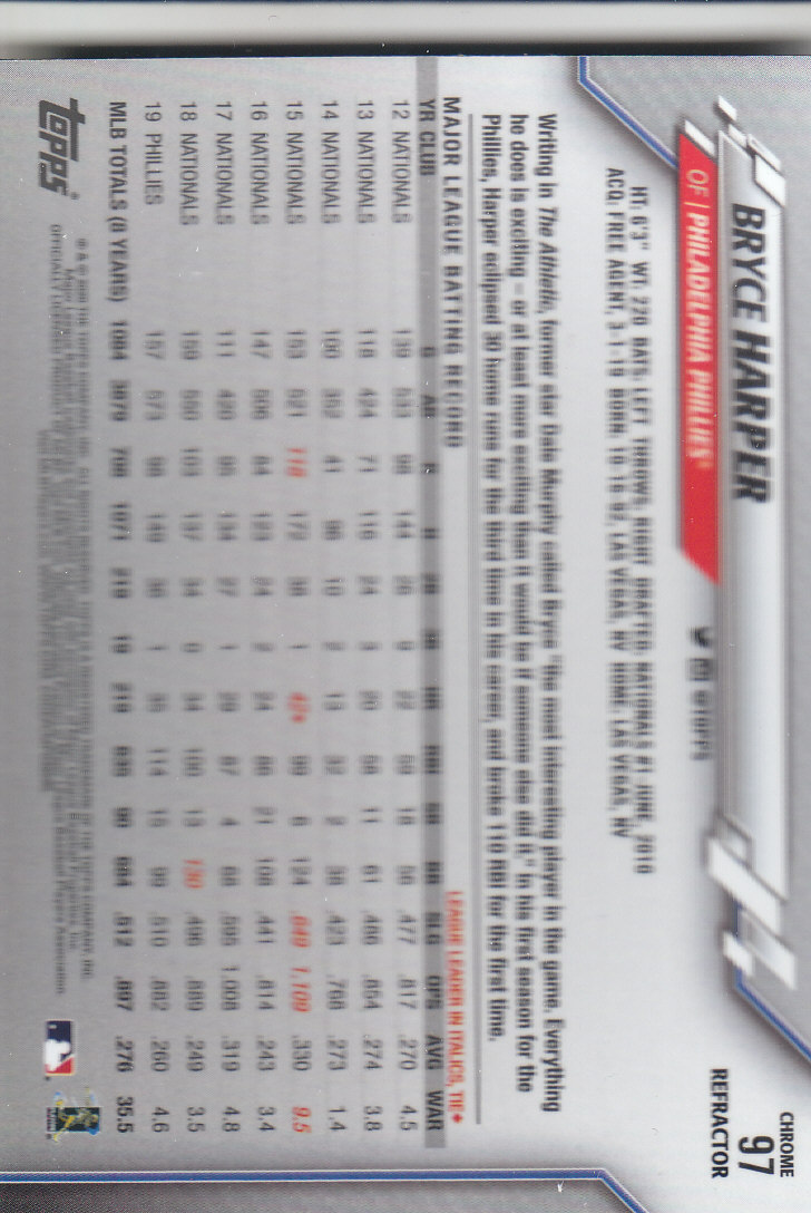 2020 Topps Chrome Baseball "Refractors" Parallel Cards - Picture 99 of 195