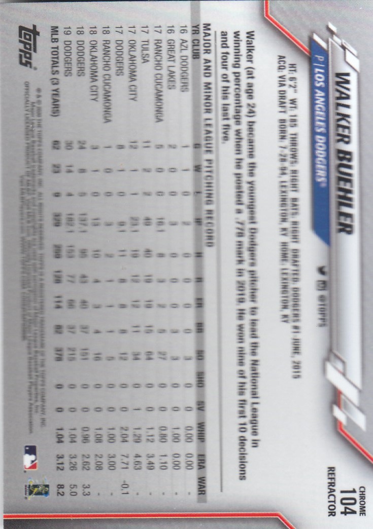 2020 Topps Chrome Baseball "Refractors" Parallel Cards - Picture 101 of 195