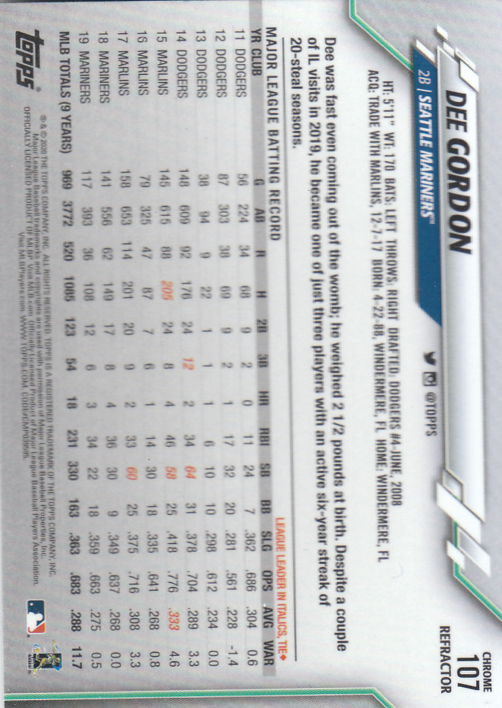2020 Topps Chrome Baseball "Refractors" Parallel Cards - Picture 107 of 195