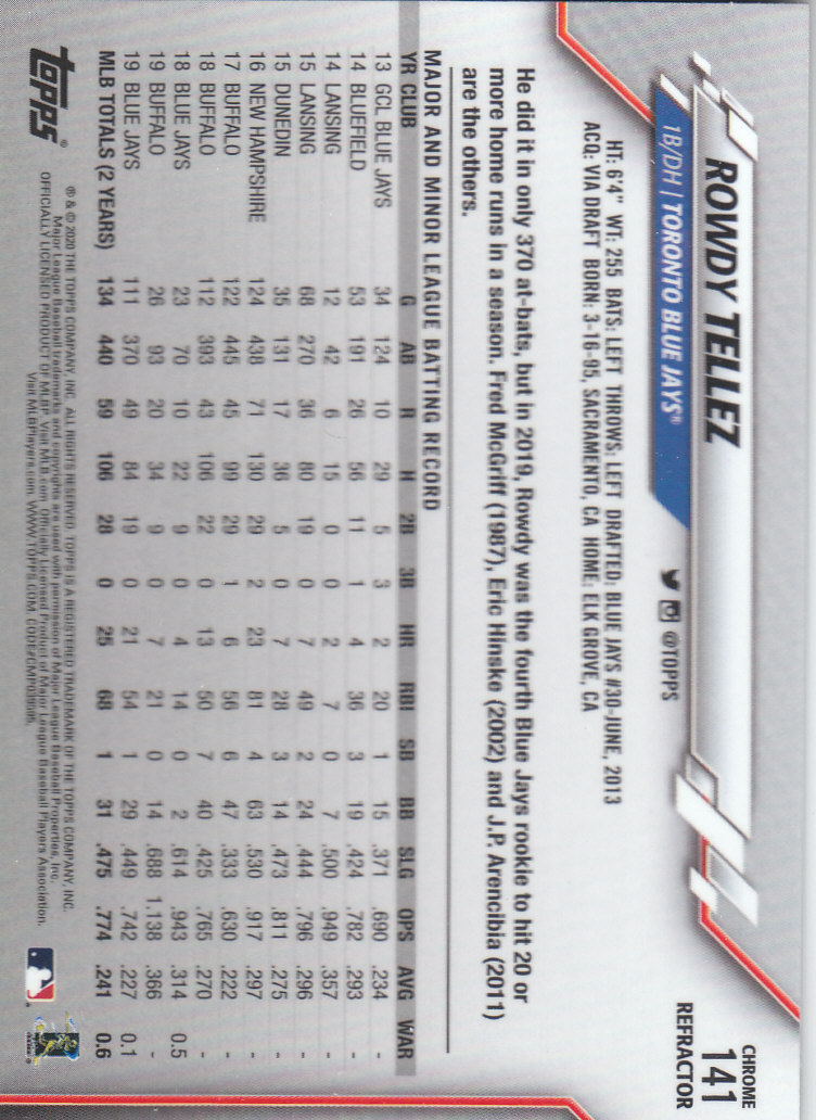 2020 Topps Chrome Baseball "Refractors" Parallel Cards - Picture 137 of 195