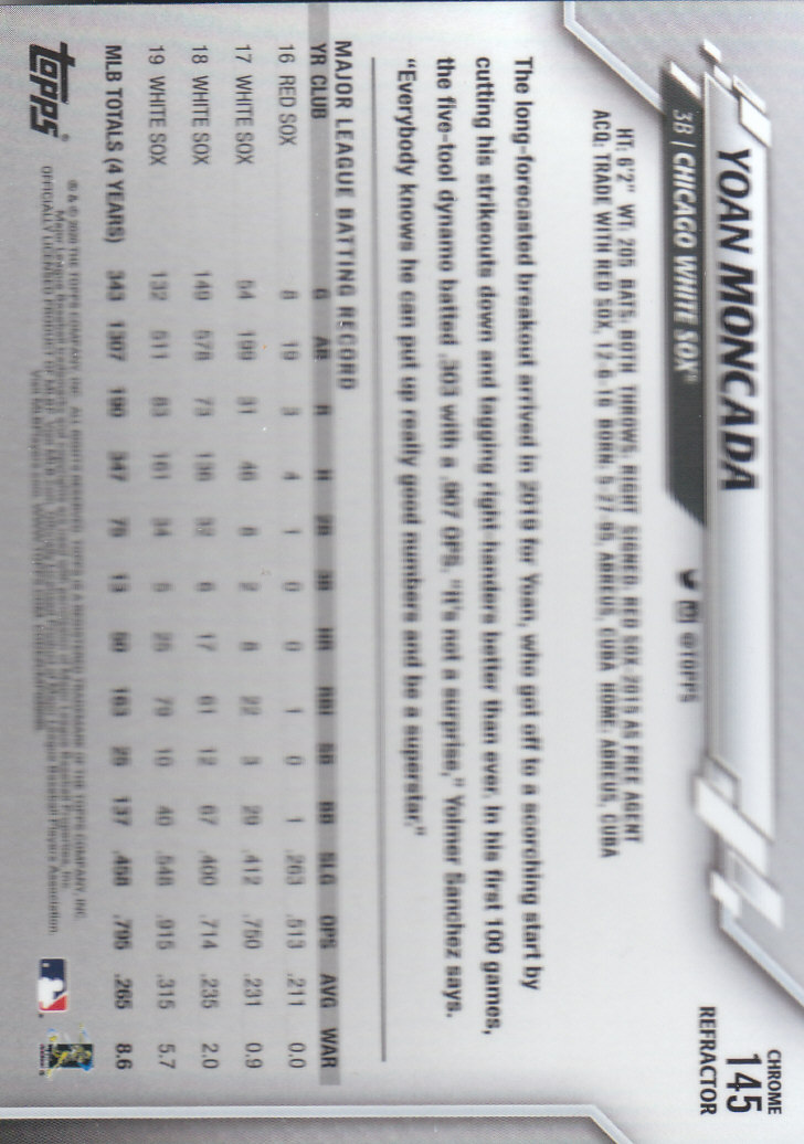 2020 Topps Chrome Baseball "Refractors" Parallel Cards - Picture 141 of 195
