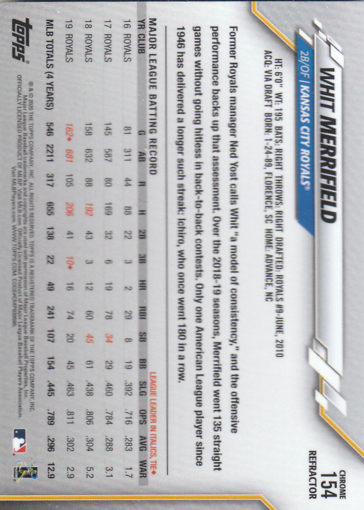 2020 Topps Chrome Baseball "Refractors" Parallel Cards - Picture 149 of 195