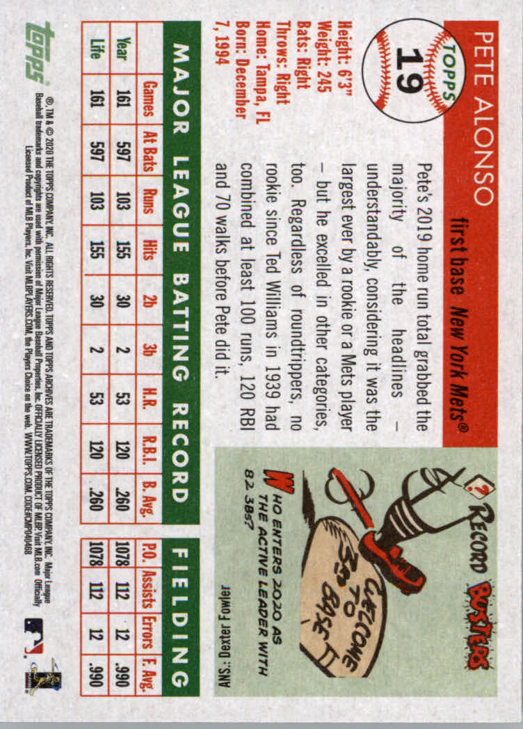 2020 Topps Archives Baseball Main Set Cards #1 to #160 Rookies and Veterans - Picture 37 of 293