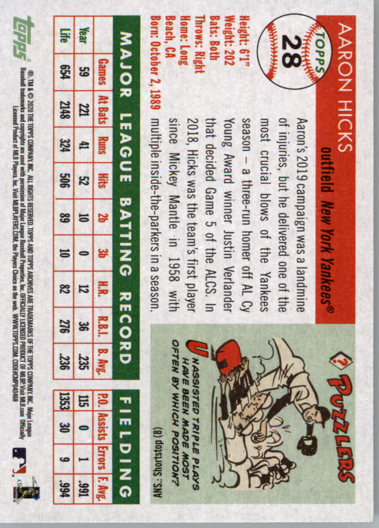 2020 Topps Archives Baseball Main Set Cards #1 to #160 Rookies and Veterans - Picture 53 of 293