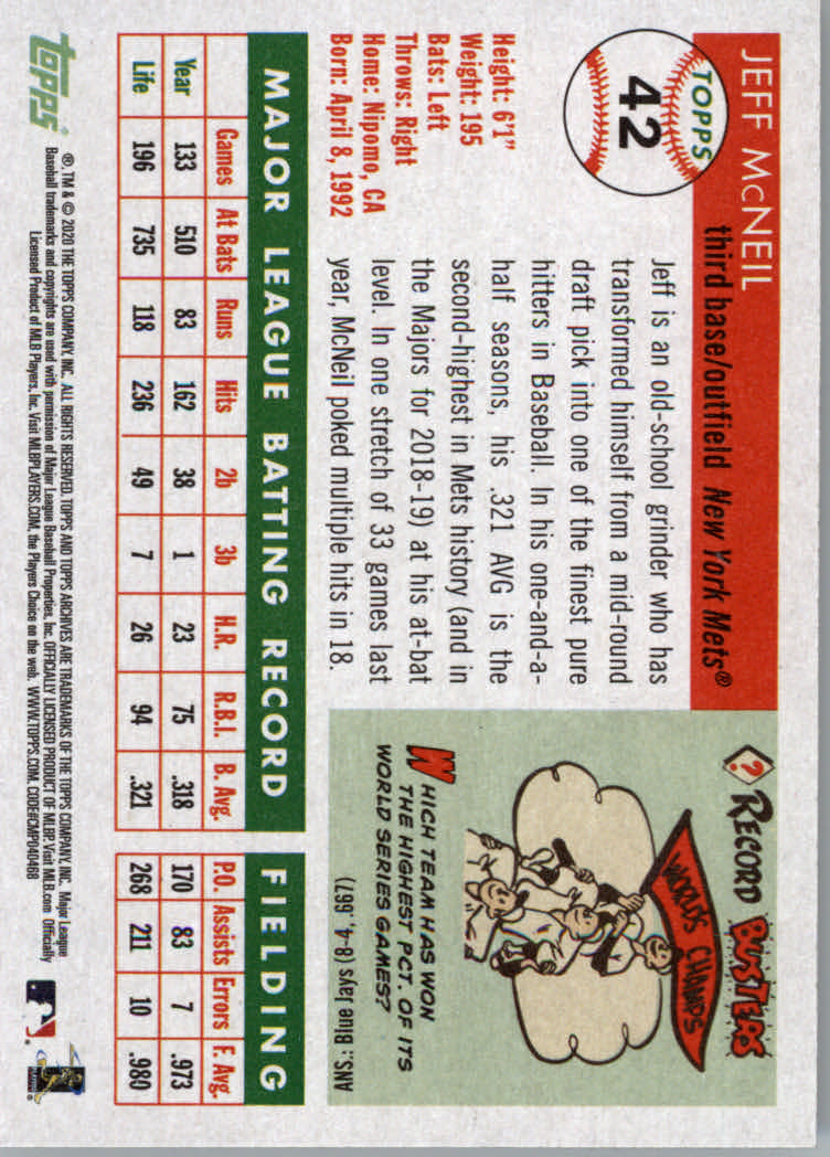 2020 Topps Archives Baseball Main Set Cards #1 to #160 Rookies and Veterans - Picture 79 of 293