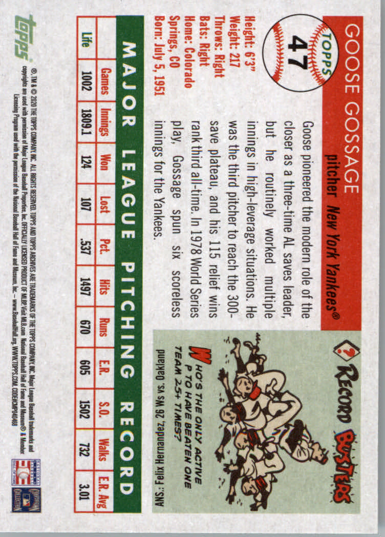 2020 Topps Archives Baseball Main Set Cards #1 to #160 Rookies and Veterans - Picture 89 of 293