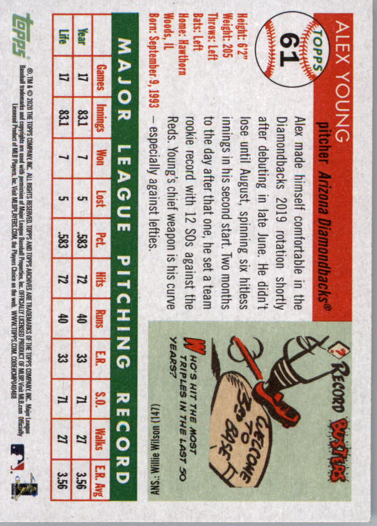 2020 Topps Archives Baseball Main Set Cards #1 to #160 Rookies and Veterans - Picture 115 of 293
