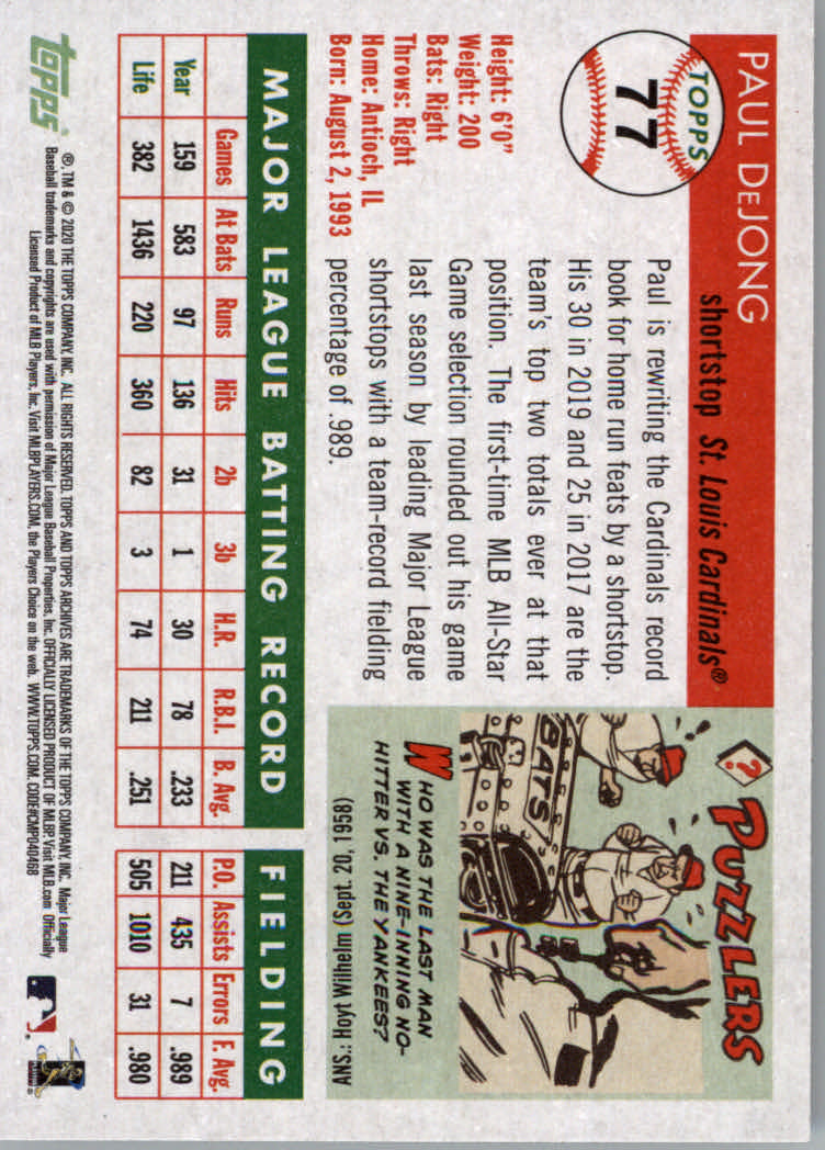 2020 Topps Archives Baseball Main Set Cards #1 to #160 Rookies and Veterans - Picture 145 of 293