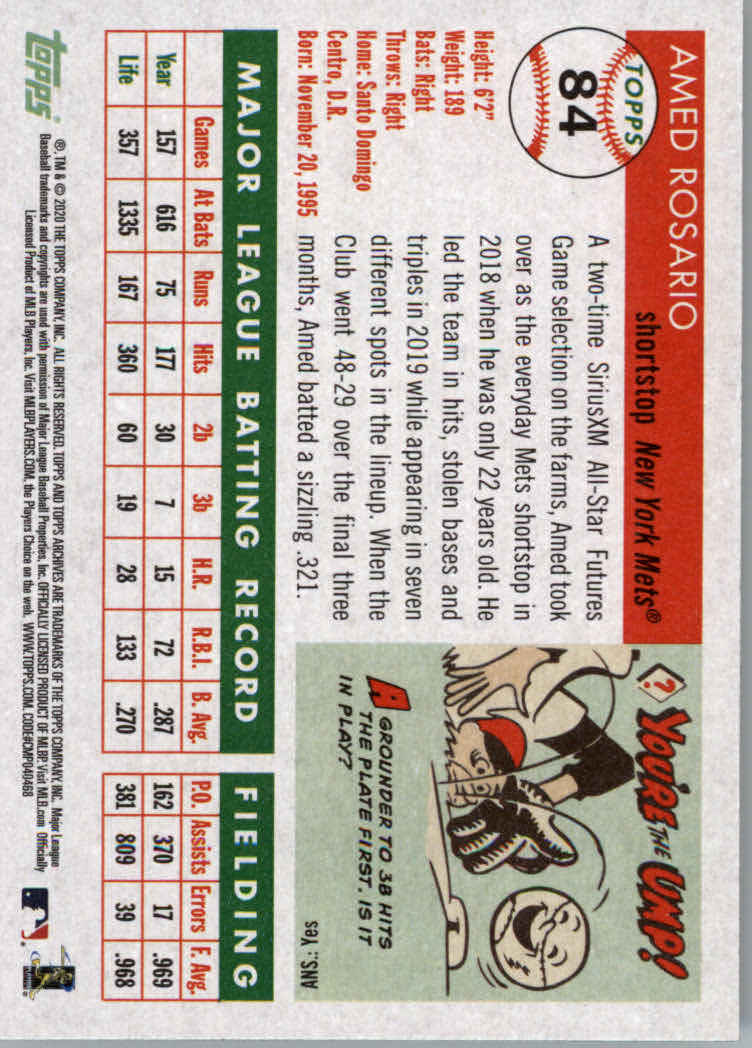 2020 Topps Archives Baseball Main Set Cards #1 to #160 Rookies and Veterans - Picture 159 of 293