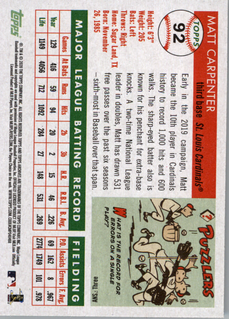 2020 Topps Archives Baseball Main Set Cards #1 to #160 Rookies and Veterans - Picture 175 of 293
