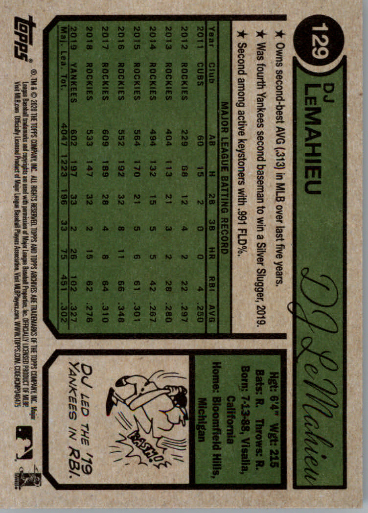 2020 Topps Archives Baseball Main Set Cards #1 to #160 Rookies and Veterans - Picture 239 of 293
