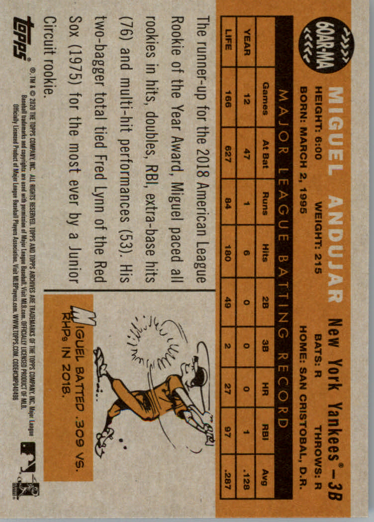 2020 Topps Archives Baseball '60 Topps All-Star Rookies Insert Cards - Picture 17 of 33