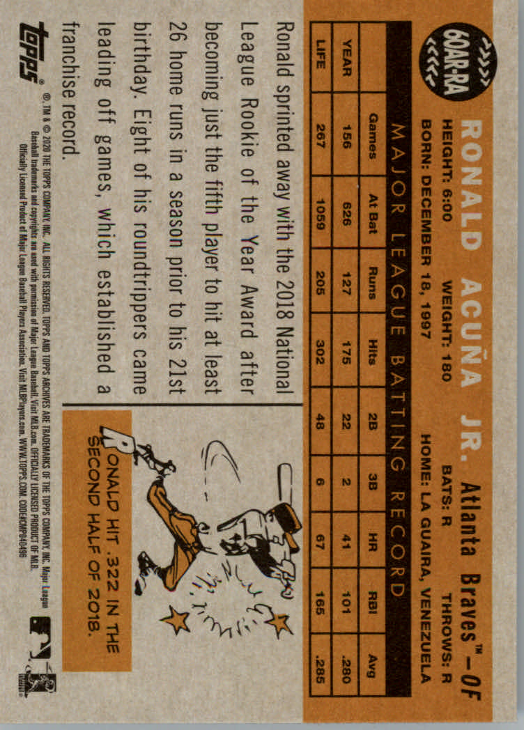 2020 Topps Archives Baseball '60 Topps All-Star Rookies Insert Cards - Picture 19 of 33