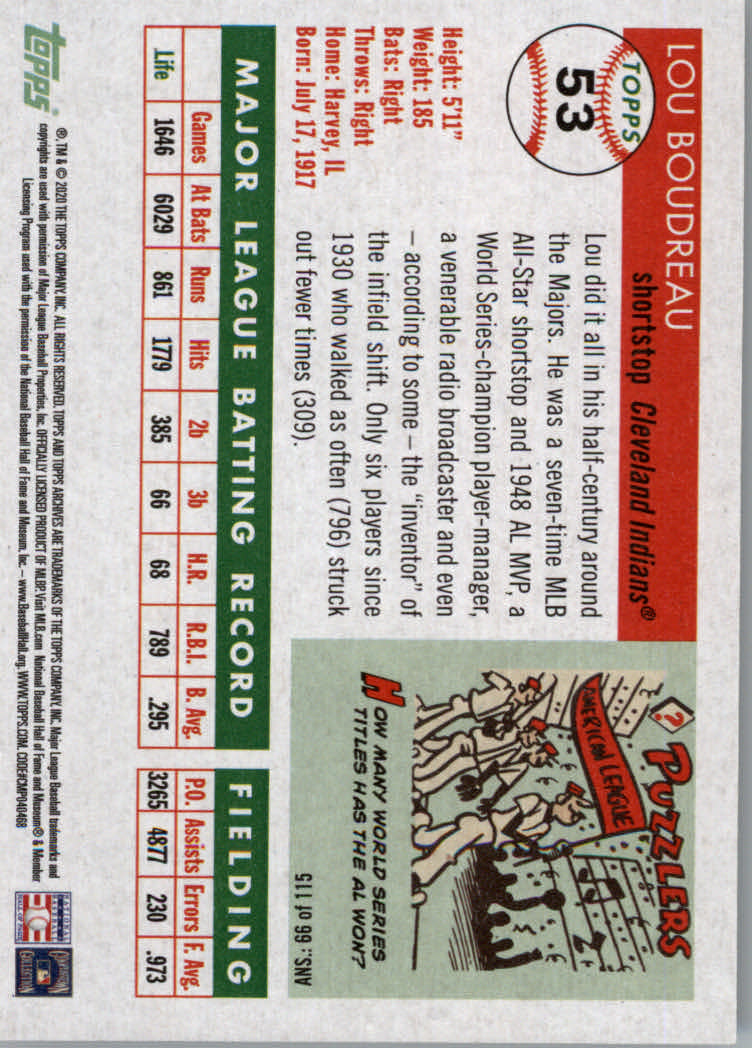 Tarjetas paralelas de béisbol y color 2020 Topps Archives - Imagen 13 de 31