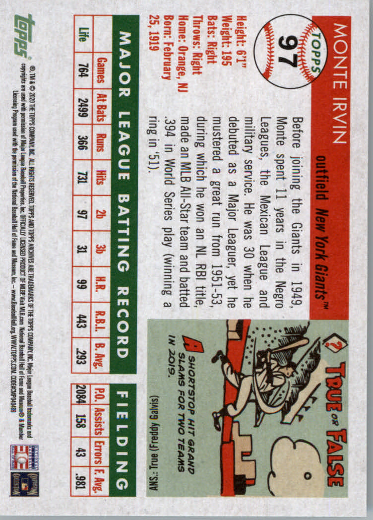 Tarjetas paralelas de béisbol y color 2020 Topps Archives - Imagen 5 de 31