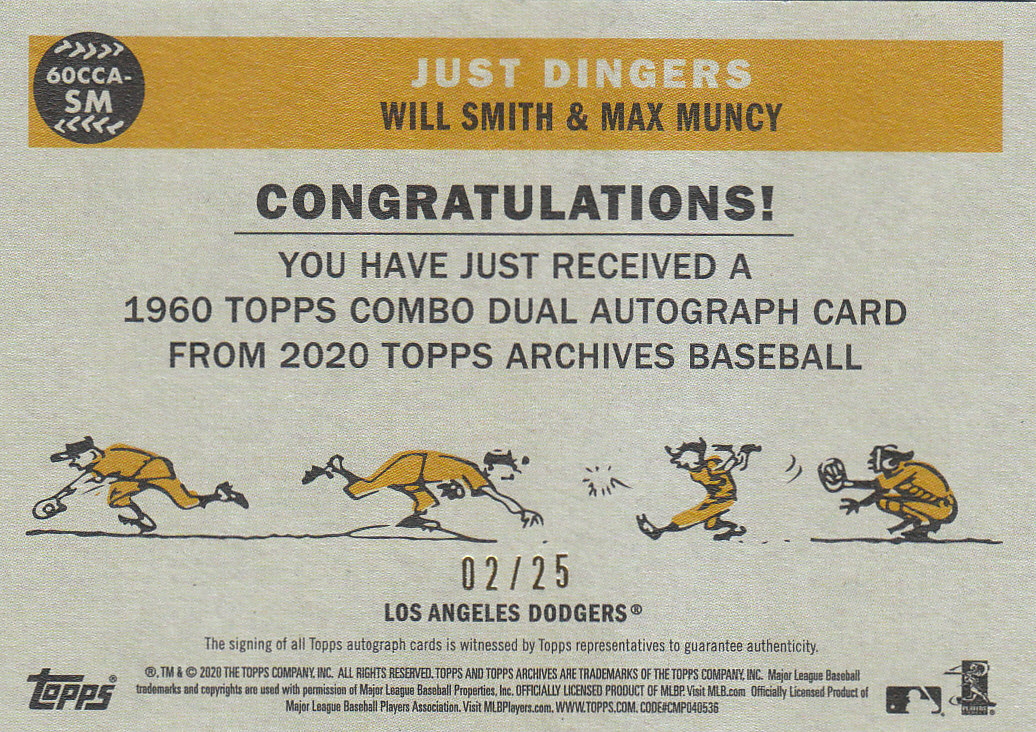 2020 Topps Archives Baseball '60 Topps Combo' Insert and Dual Autograph Cards - Picture 3 of 15