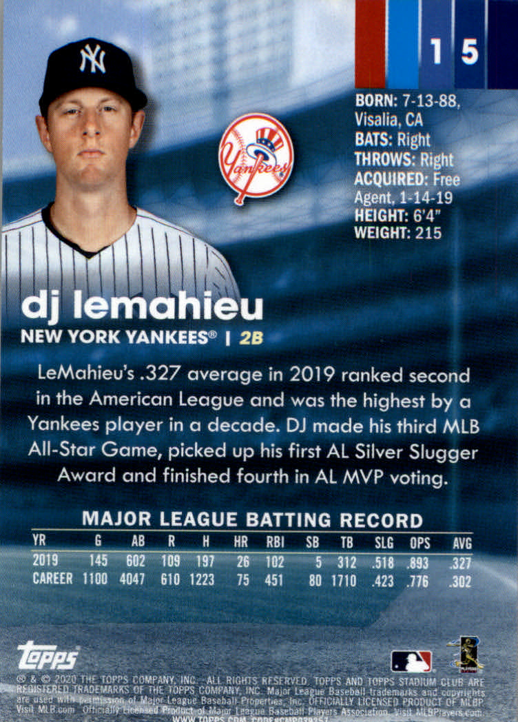 2020 Stadium Club (Topps) Baseball "Main Set" Cards #1 to #150 Rookies and Vets - Picture 29 of 281