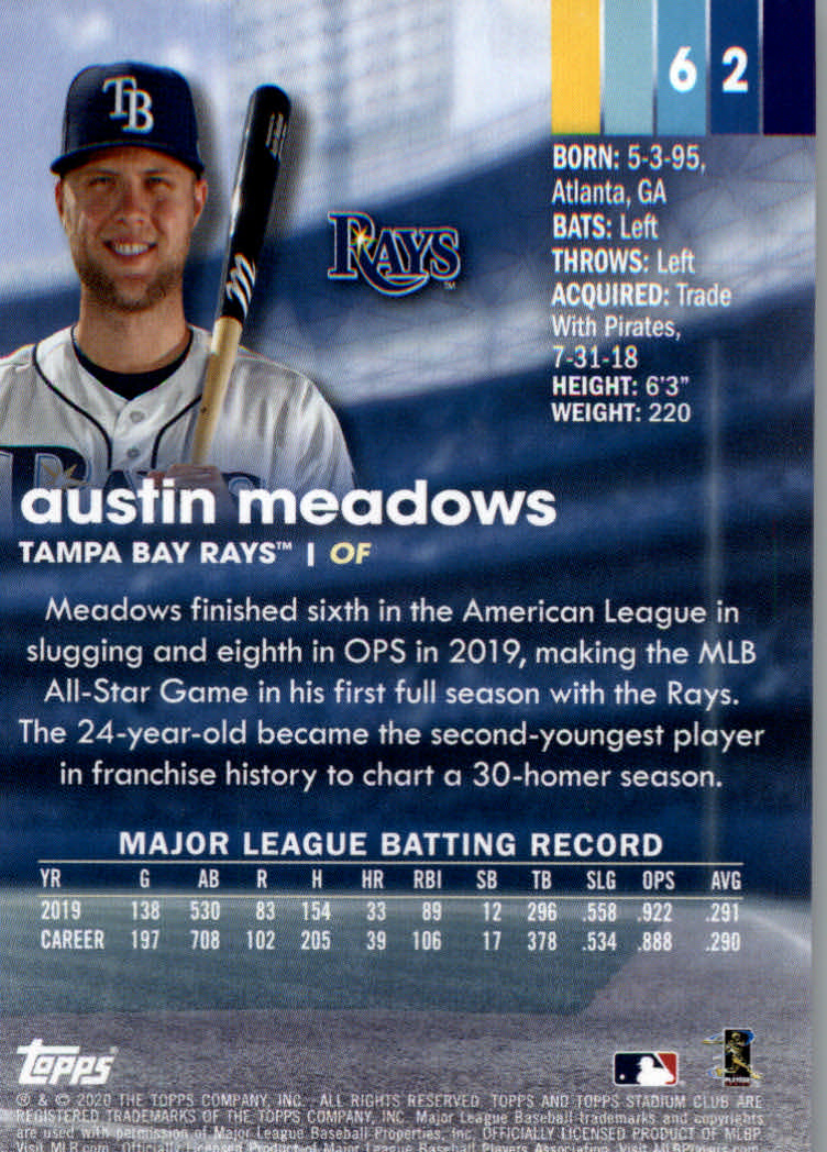 2020 Stadium Club (Topps) Baseball "Main Set" Cards #1 to #150 Rookies and Vets - Picture 115 of 281