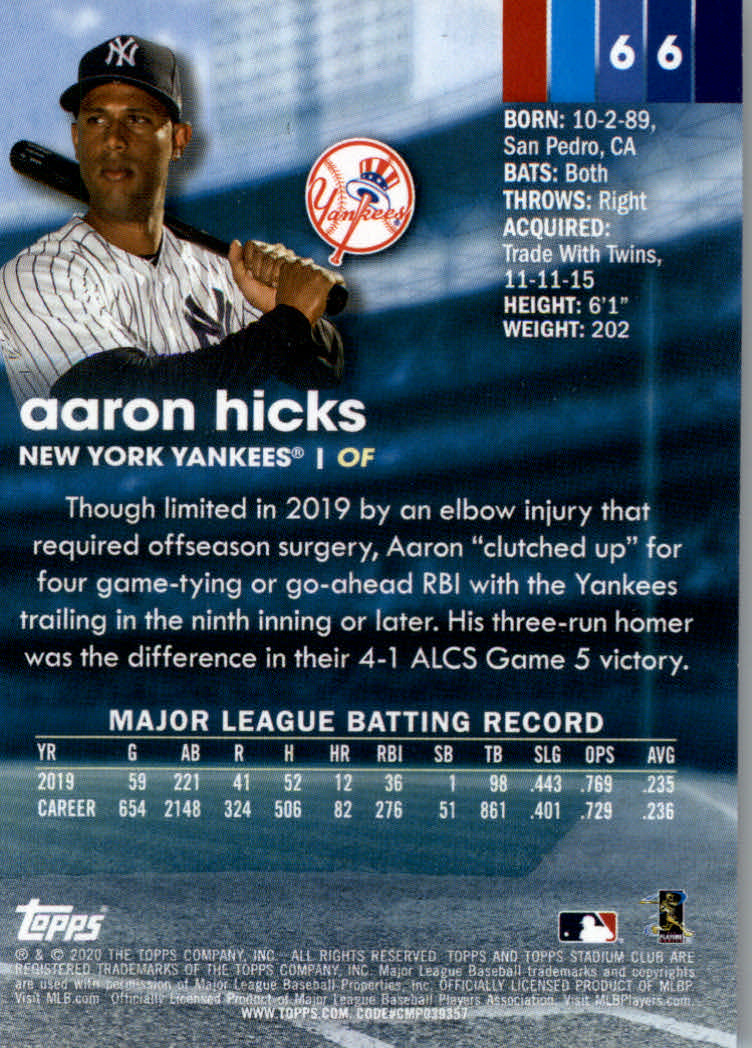 2020 Stadium Club (Topps) Baseball "Main Set" Cards #1 to #150 Rookies and Vets - Picture 123 of 281