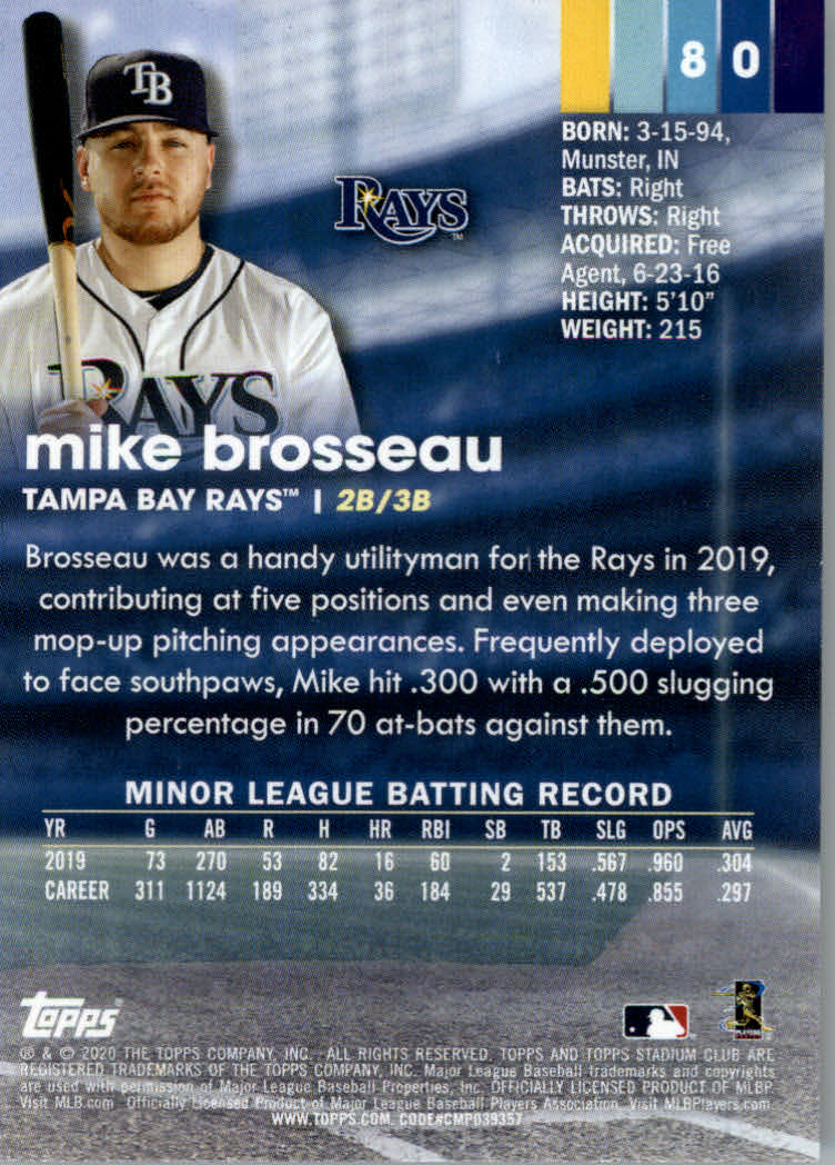 2020 Stadium Club (Topps) Baseball "Main Set" Cards #1 to #150 Rookies and Vets - Picture 149 of 281