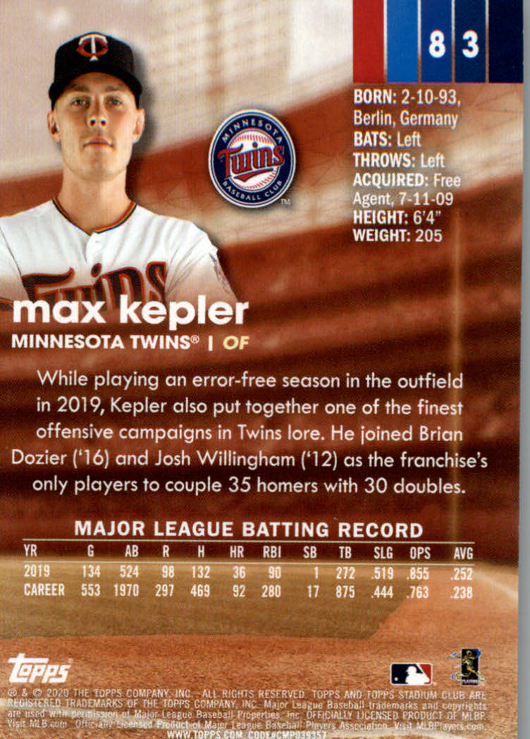 2020 Stadium Club (Topps) Baseball "Main Set" Cards #1 to #150 Rookies and Vets - Picture 155 of 281