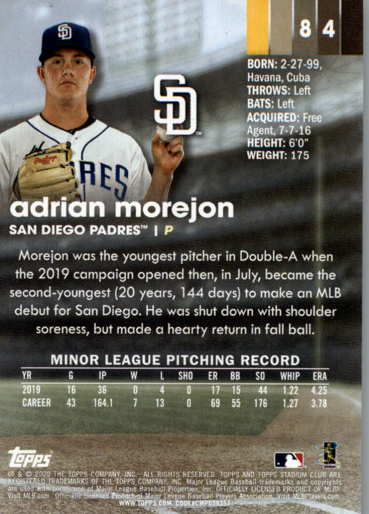 2020 Stadium Club (Topps) Baseball "Main Set" Cards #1 to #150 Rookies and Vets - Picture 157 of 281