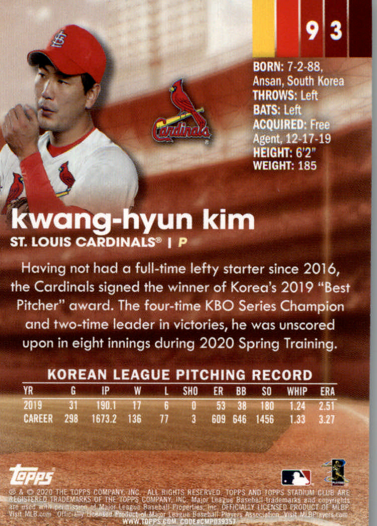 2020 Stadium Club (Topps) Baseball "Main Set" Cards #1 to #150 Rookies and Vets - Picture 171 of 281