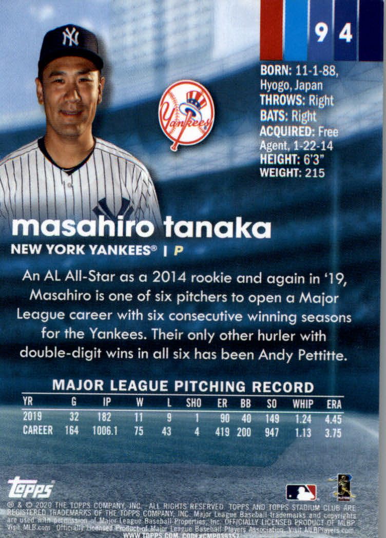 2020 Stadium Club (Topps) Baseball "Main Set" Cards #1 to #150 Rookies and Vets - Picture 173 of 281