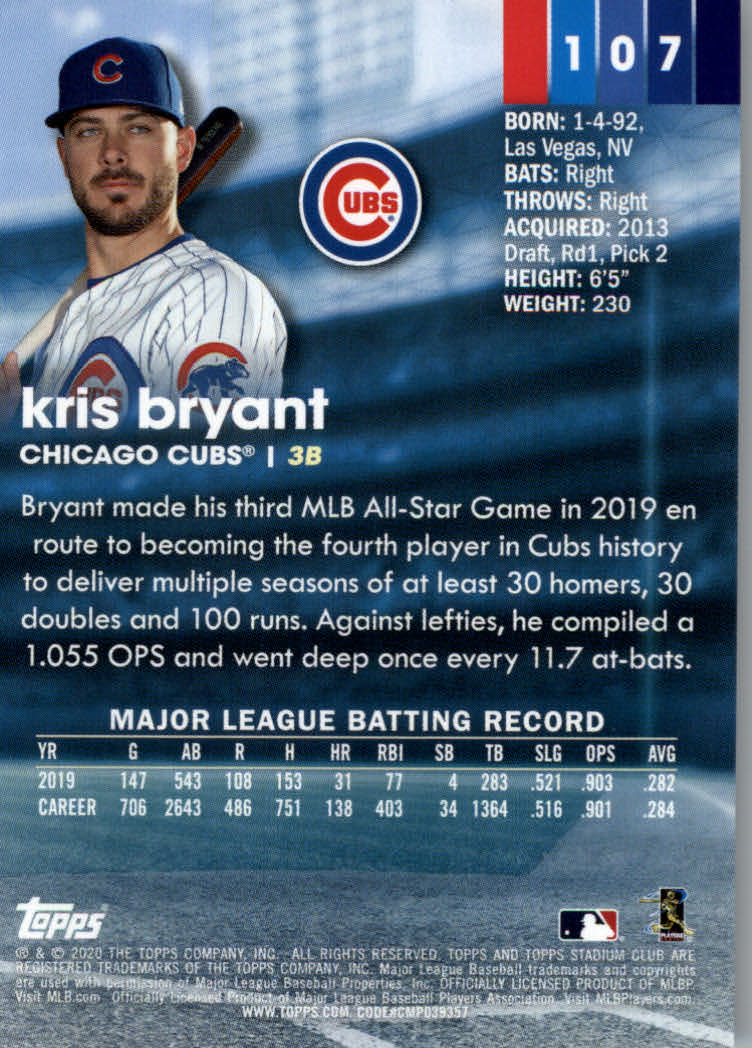 2020 Stadium Club (Topps) Baseball "Main Set" Cards #1 to #150 Rookies and Vets - Picture 199 of 281