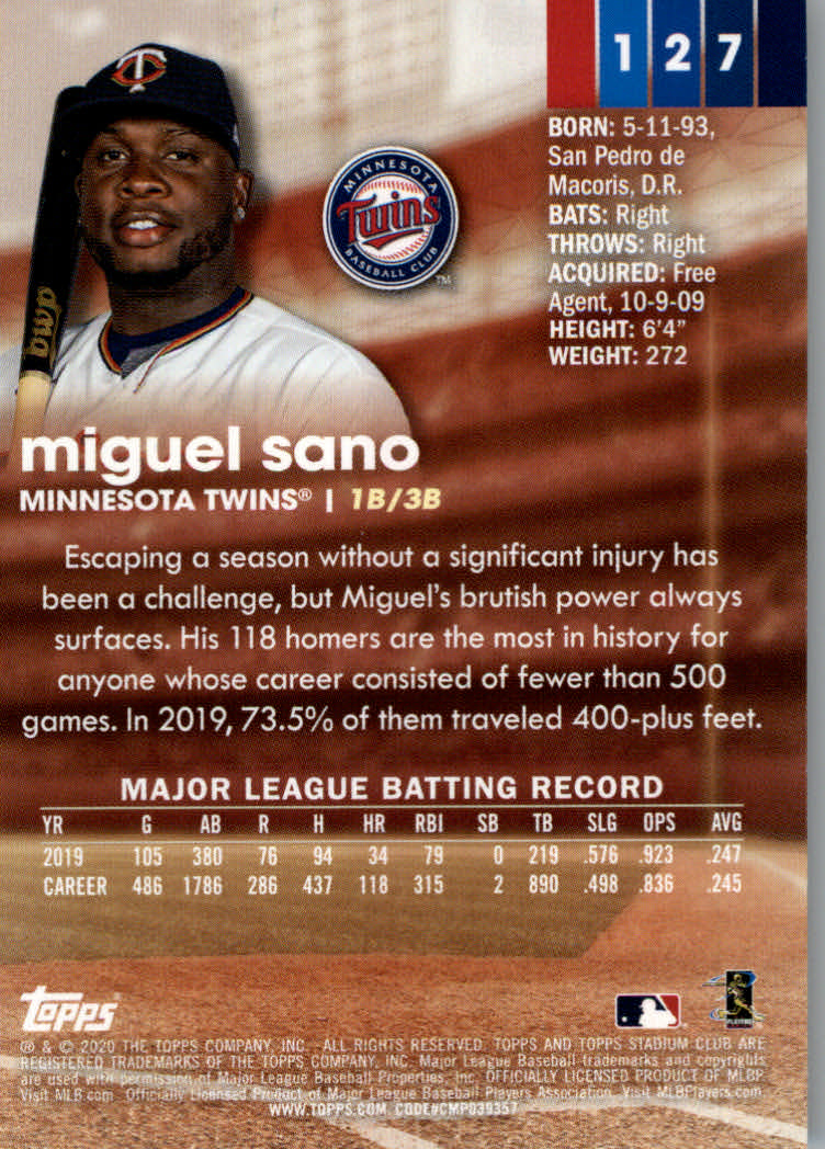 2020 Stadium Club (Topps) Baseball "Main Set" Cards #1 to #150 Rookies and Vets - Picture 237 of 281