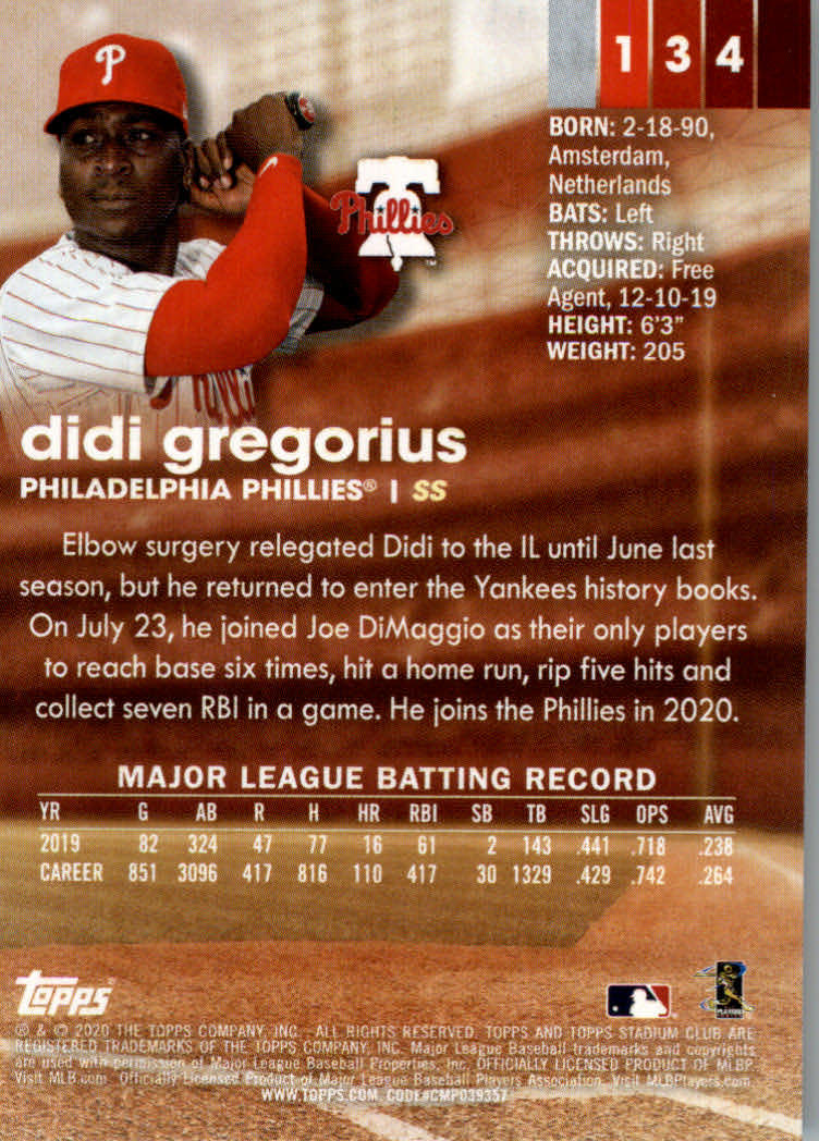 2020 Stadium Club (Topps) Baseball "Main Set" Cards #1 to #150 Rookies and Vets - Picture 251 of 281