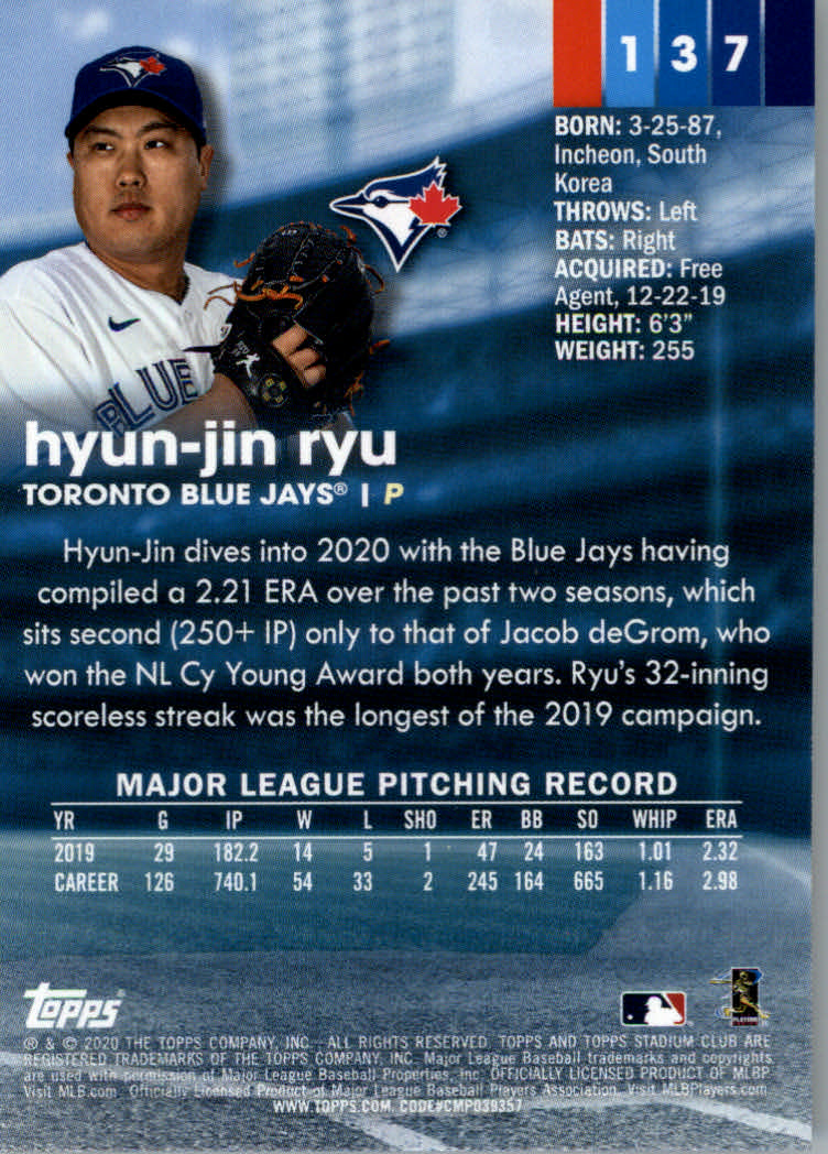 2020 Stadium Club (Topps) Baseball "Main Set" Cards #1 to #150 Rookies and Vets - Picture 257 of 281